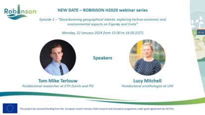NEW DATE – ROBINSON H2020 Webinar Series –  “Decarbonising geographical islands: exploring techno-economic and environmental aspects on Eigerøy and Crete”